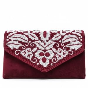 Scarlet Bloom Artisan Embroidered Evening Bag