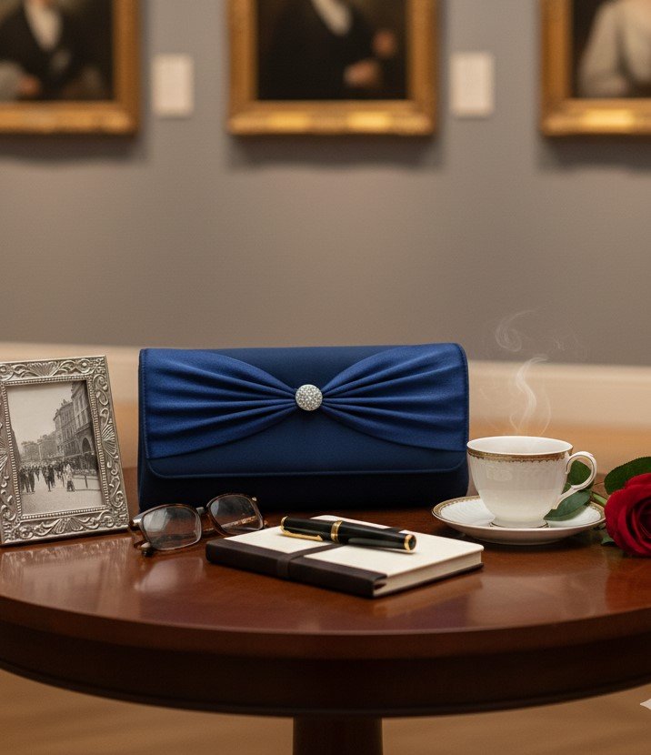 Handcrafted Corduroy Rose-Gold Trim Clutch - Image 3