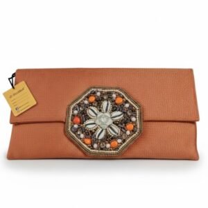 The Saffron Aura: Handcrafted Corduroy Evening Clutch