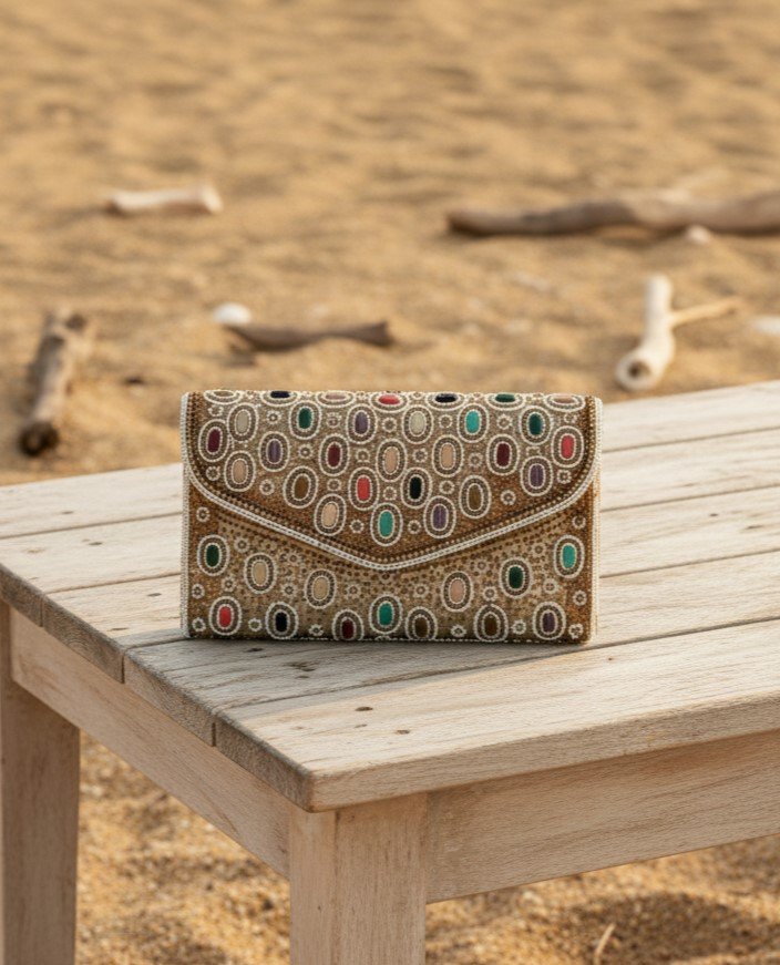 The Gala Box: Rose Gold Woven Evening Clutch - Image 3