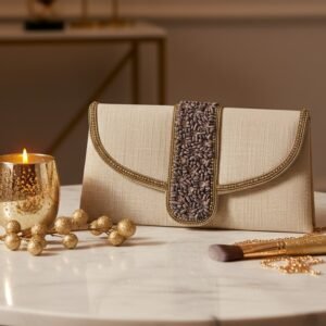 Handcrafted Fine-Wale Corduroy Festive Clutch