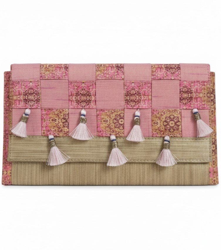 Rose Gold Woven Box Clutch