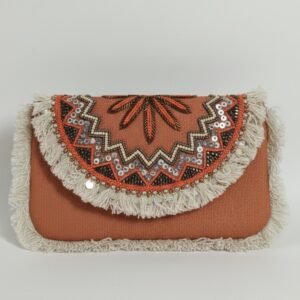 The Midnight Tassel: Navy Blue Tiered Envelope Clutch