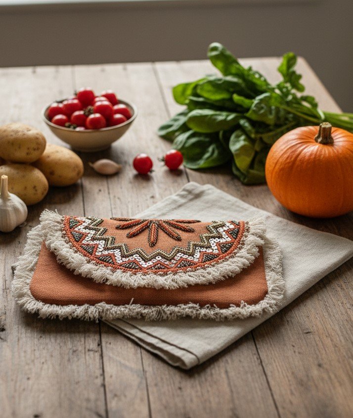 The Midnight Tassel: Navy Blue Tiered Envelope Clutch - Image 2