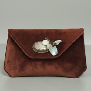 Elegant Velvet Envelope Clutch with Crystal Embellishment