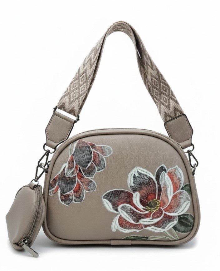 Floral Print Crossbody Bag with Wide Strap & Coin Pouch