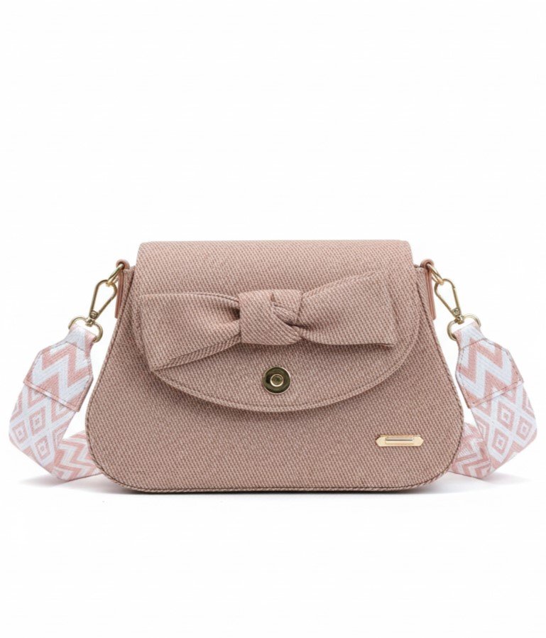 Bow Detail Fabric Shoulder Bag