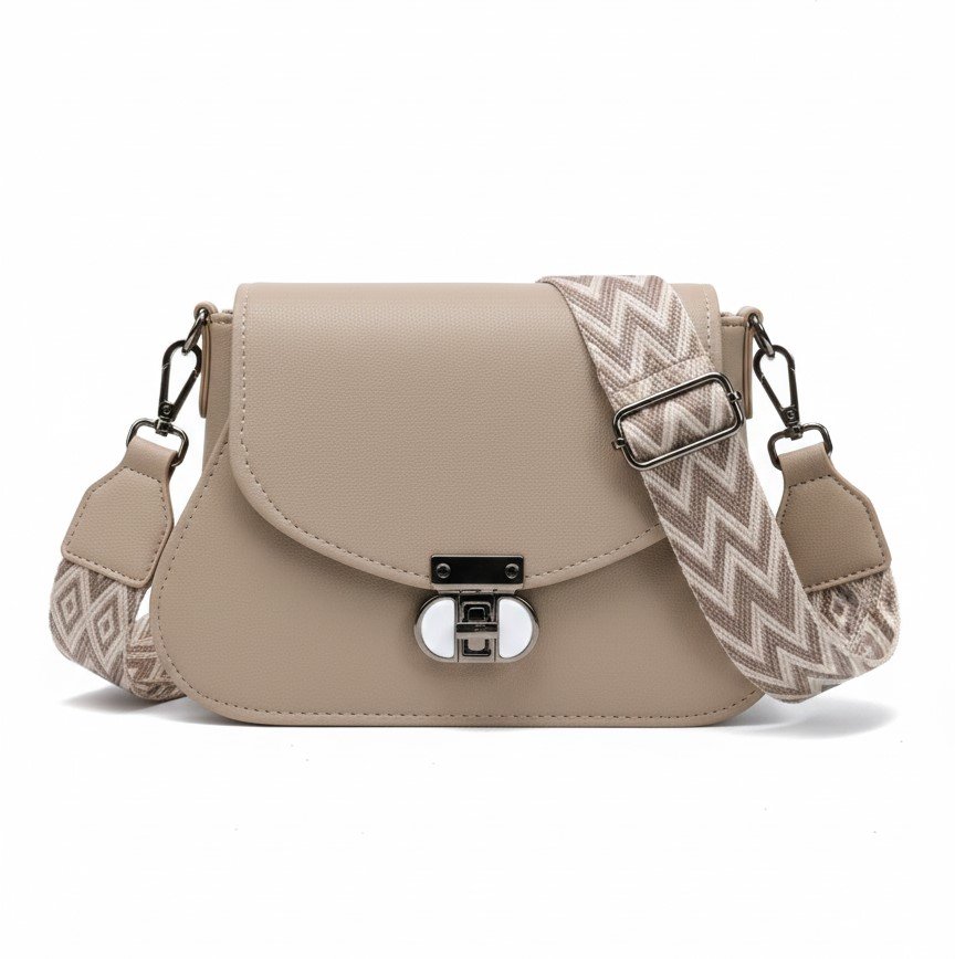 Structured Crossbody Bag with Wide Strap