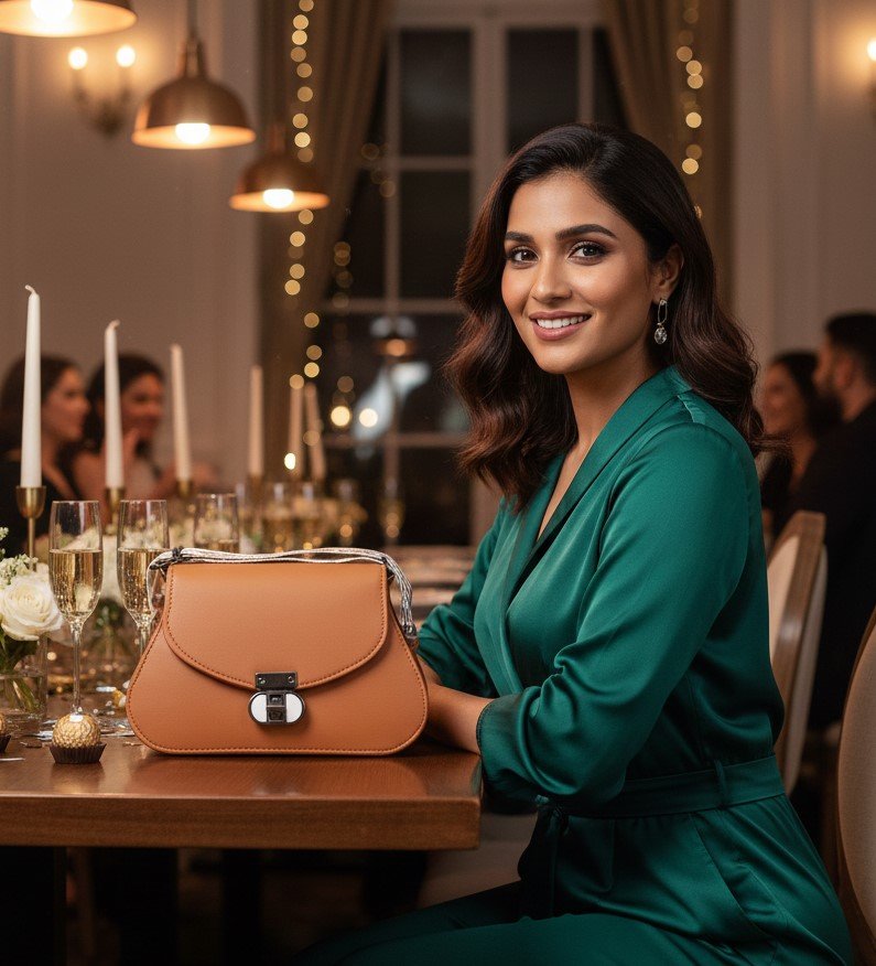 Structured Crossbody Bag with Wide Strap - Image 3