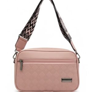 Quilted Zip Crossbody Bag with Wide Strap