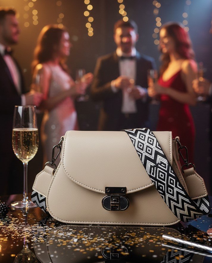 Structured Crossbody Bag with Wide Strap - Image 2