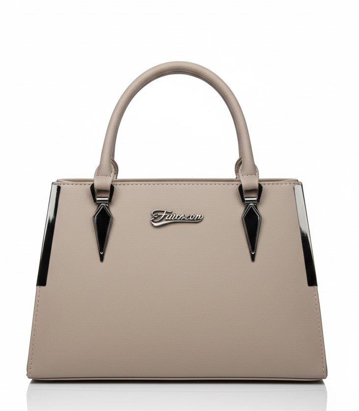Structured Top-Handle Handbag with Metal Accents