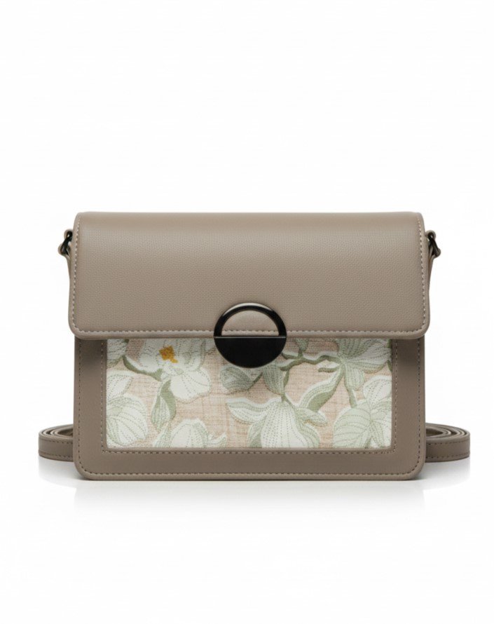 Floral Panel Structured Crossbody Bag