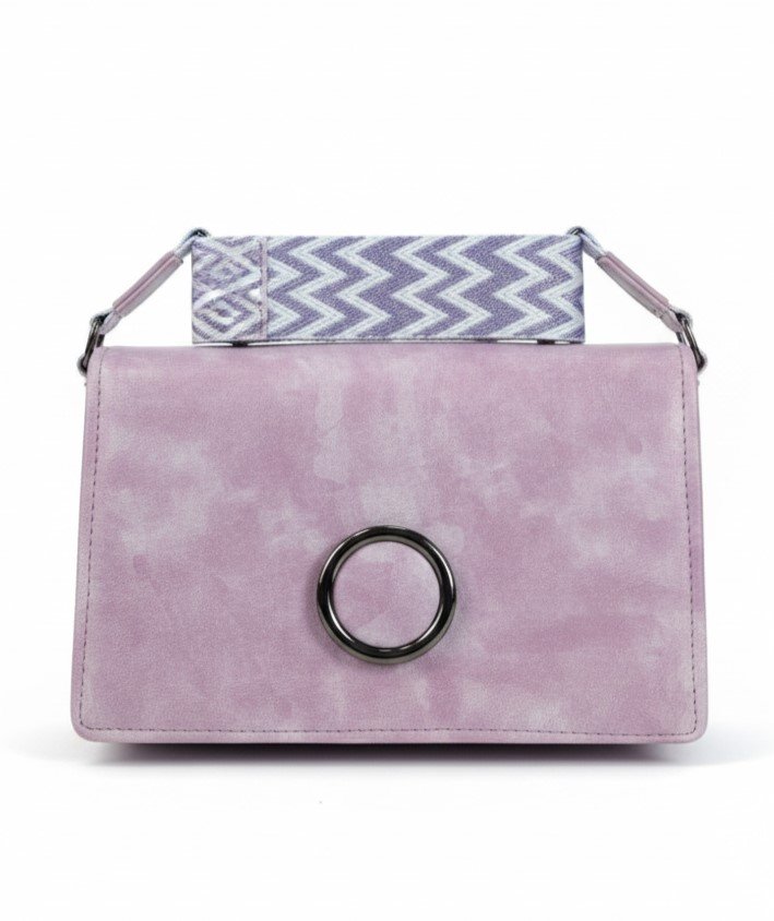 Dusty Lavende Structured Crossbody Bag with Ring Clasp