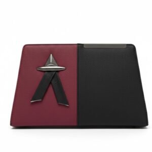 Two-Tone Bow Accent Structured Handbag