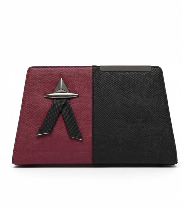 Two-Tone Bow Accent Structured Handbag