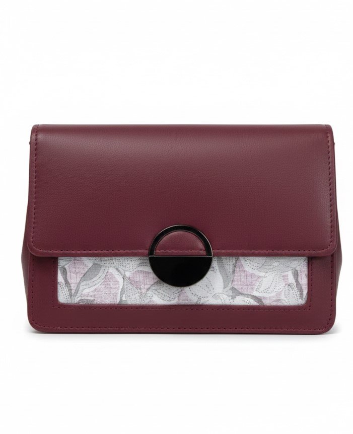 Floral Panel Structured Crossbody Bag