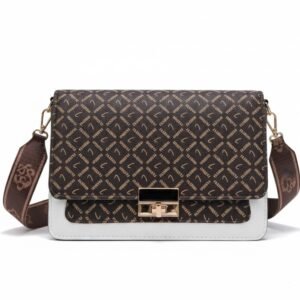 Monogram Pattern Structured Crossbody Bag