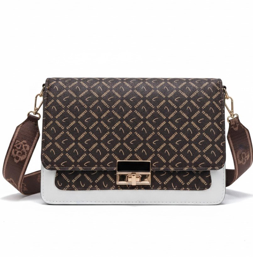 Monogram Pattern Structured Crossbody Bag