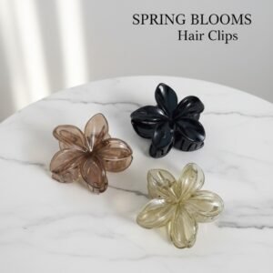 Spring Blooms Floral Hair Clips – Elegant Translucent Flower Claw Clips (Set of 3)