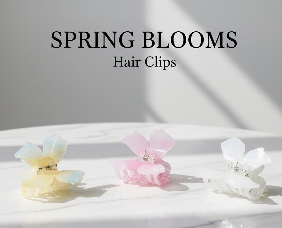 Spring Blooms Floral Hair Clips – Candy Pastel Translucent Flower Claw Clips