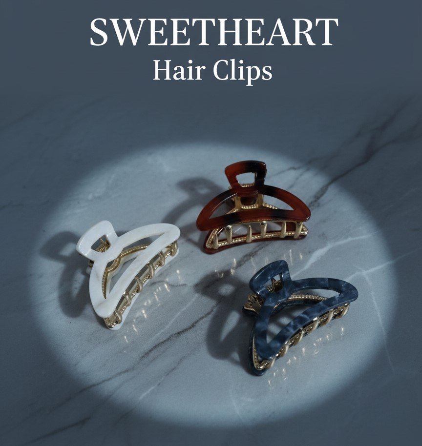 Sweetheart Hair Clips – Elegant Heart-Inspired Acrylic Claw Clips