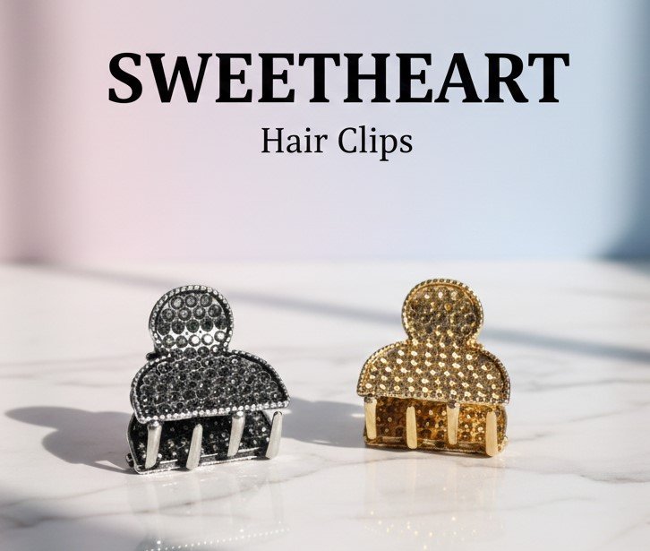 Sweetheart Hair Clips – Luxury Crystal-Studded Claw Clips