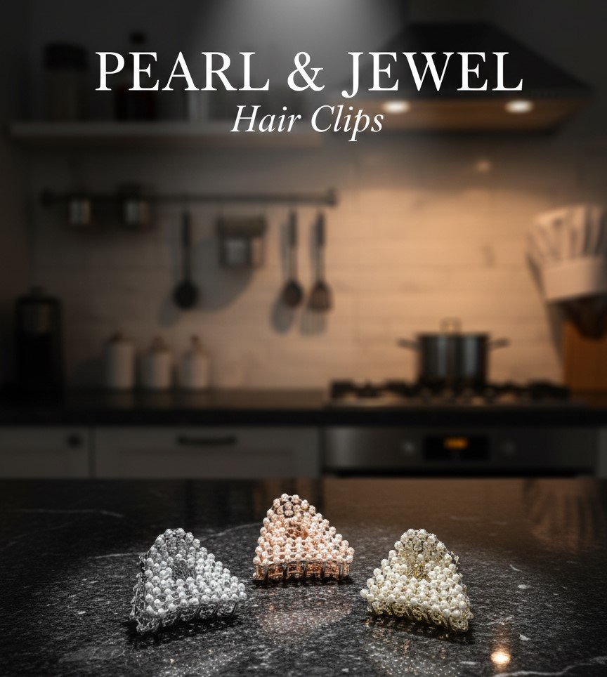 Pearl & Jewel Hair Clips – Luxury Pearl-Studded Triangle Claw Clips