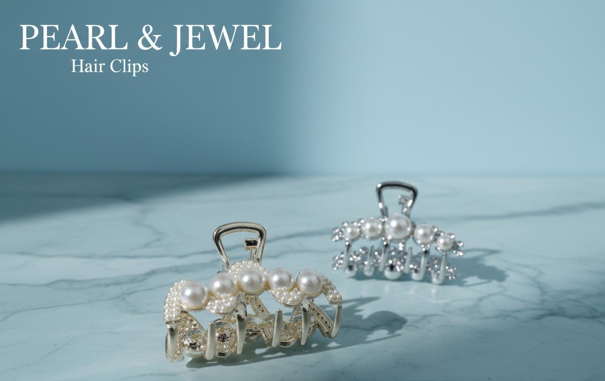 Pearl & Jewel Hair Clips – Elegant Pearl-Studded Crystal Claw Clips