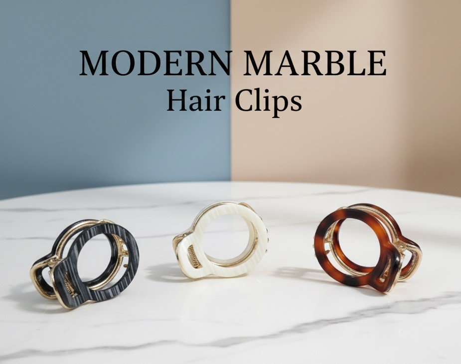 Modern Marble Hair Clips – Minimalist Marble-Effect Acrylic Claw Clips