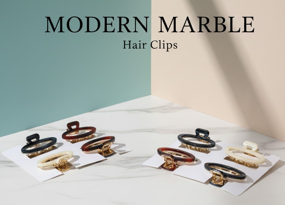 Luxe Marble-Effect Acrylic Claw Clips - Image 2