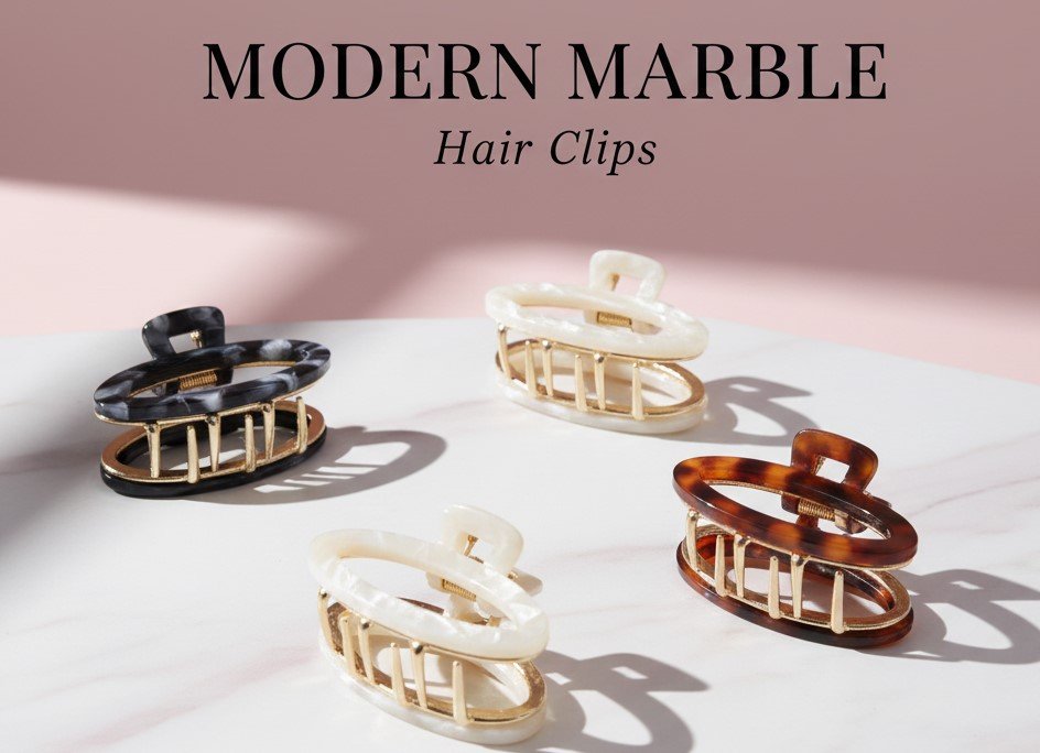 Luxe Marble-Effect Acrylic Claw Clips