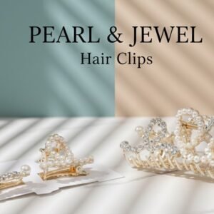 Luxury Crown-Inspired Pearl & Crystal Claw Clips
