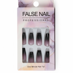 Press-On Artificial Nails – Black Ombre Glitter Nails