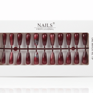 Burgundy Butterfly Press-On Artificial Nails