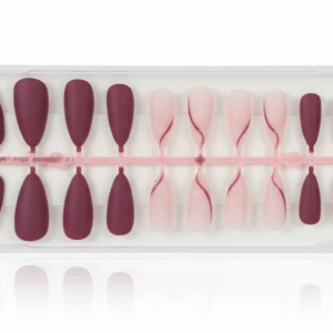 Matte Wine & Blush Swirl Press-On Artificial Nails