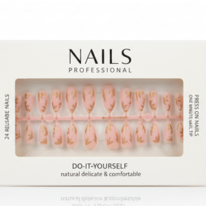 Blush Gold Leaf Press-On Artificial Nails