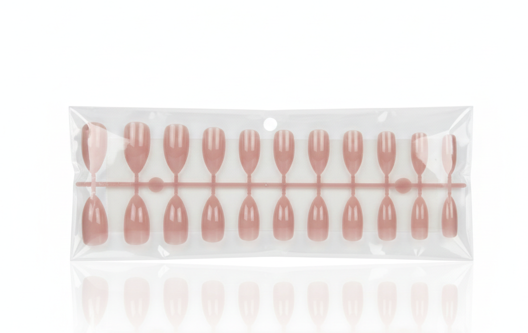 Natural Nude Press-On Nails – Glossy Oval Shape