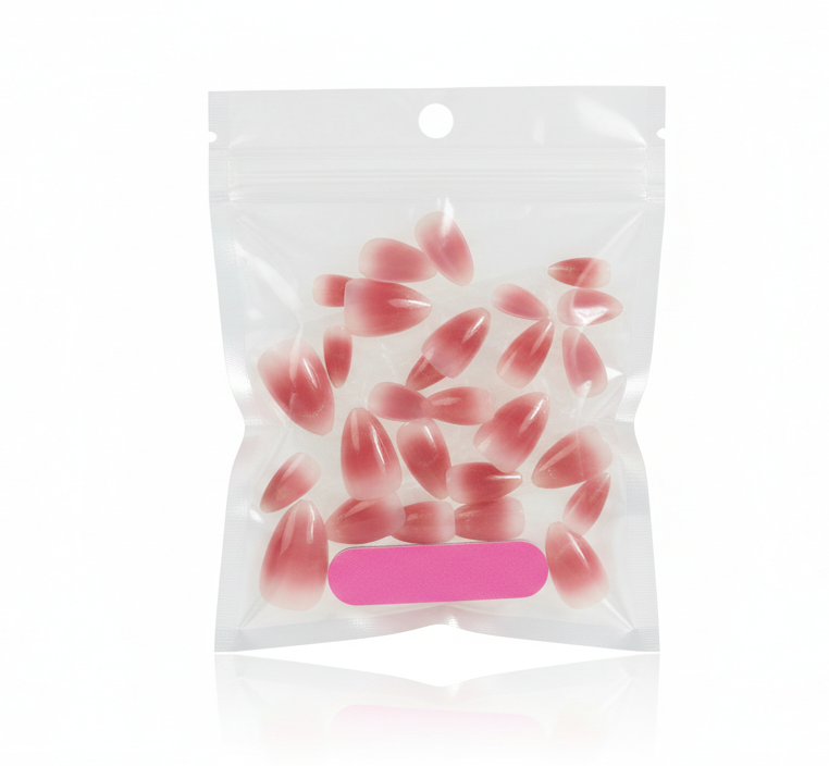 Red Ombre Glossy Press-On Nails